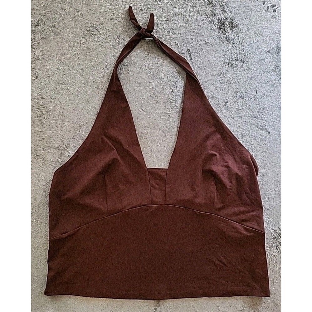 Anthropologie Halter Top Women's Size 3x Brown Tye Around Neck